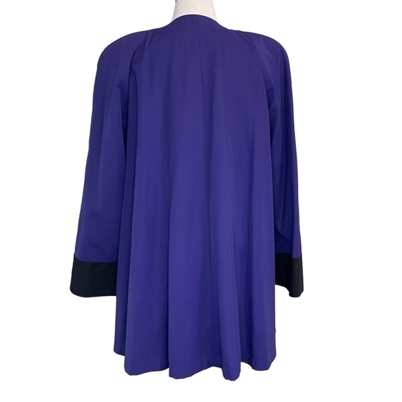 J Gallery Vintage VTG 80s Purple Black Swing Coat Blazer Jacket Cape Dress 11 12 - Picture 3 of 7